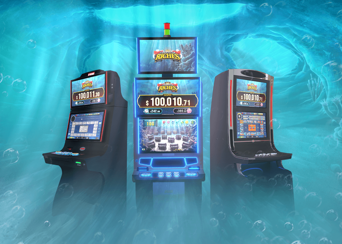 Underwater Riches video bingo game in casino cabinet and casino machine.