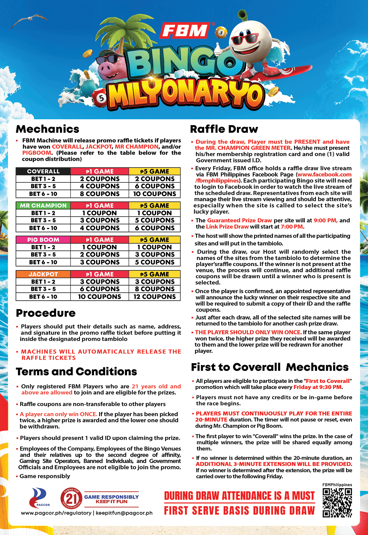 This image shows the mechanics of the Bingo Milyonaryo campaign organized by FBM in the Philippines.