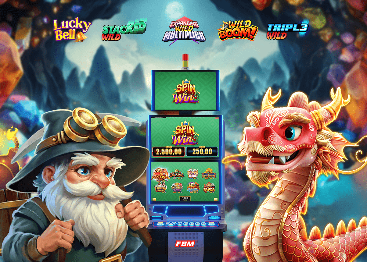 This image shows the FBM Spin & Win 3 game gallery gameplay in FBM casino cabinet and the game features available on this game series.