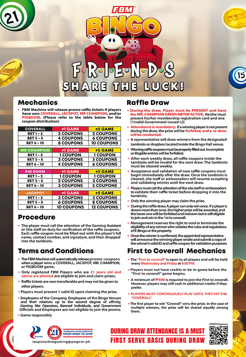 This image shows FBM Philippines Bingo Friends campaign mechanics.