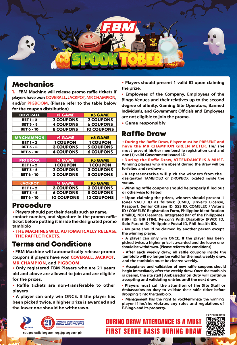 This image shows the campaign mechanics of the FBM Spooktober Campaign in the Philippines. 