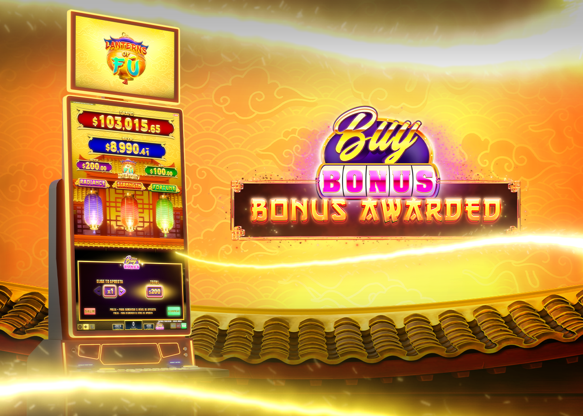Interfaz de Lanterns of Fú™ mostrando el botón Buy Bonus.